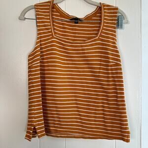 Banana Republic Factory Gold Yellow Striped Square neck tank 100% Cotton Sz S